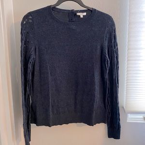 Navy blue stitched sleeve sweater